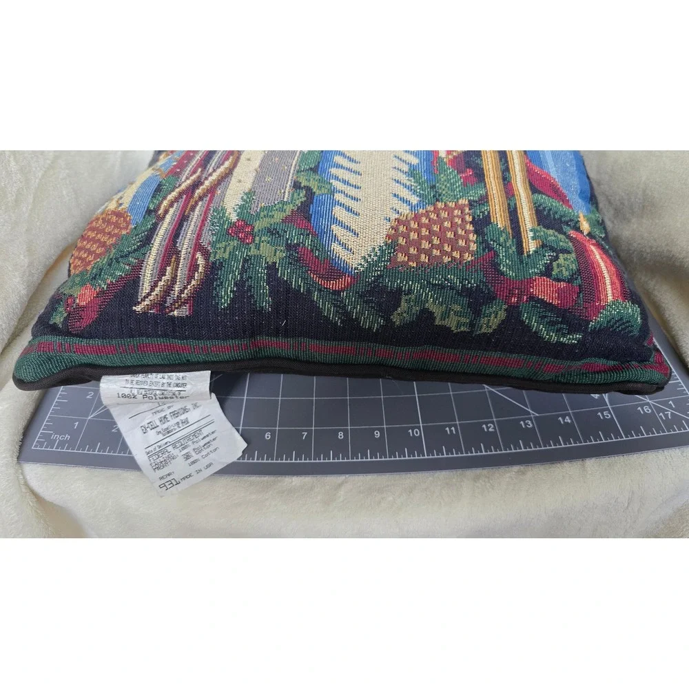 Ex-Cell Home Fashions Christmas Candle Tapestry Throw Pillows Set of 2 USA Made